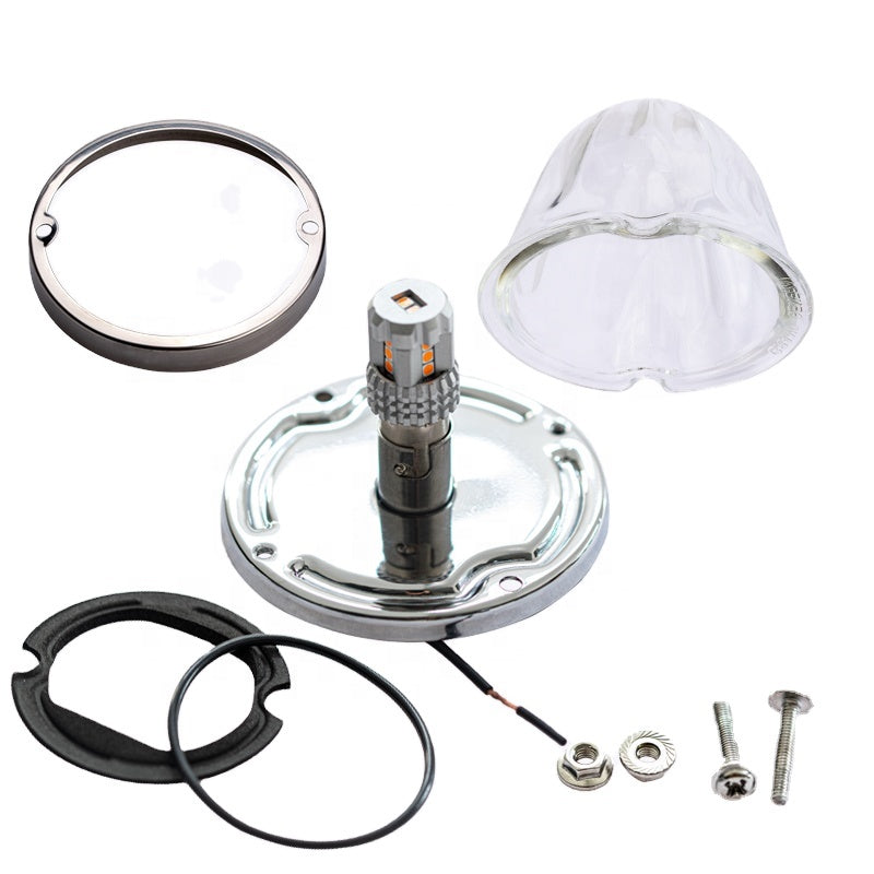 UltraBurst Dual Colour Glass Watermelon Light with 1157 LED Bulb – Amber/Blue 12V/24V Truck Lamp